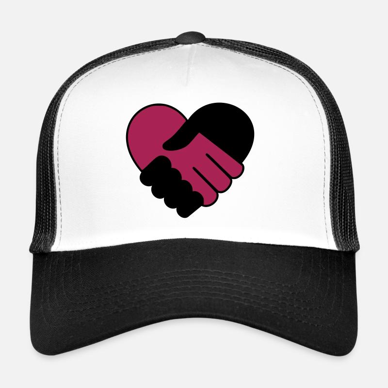Herz Hand in Hand schwarz lila - Trucker Cap - Weiß/Schwarz