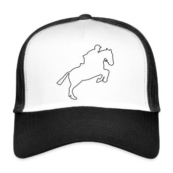 Horse in Leap Minimalist Oneline Terrain - Trucker Cap - white/black - Front