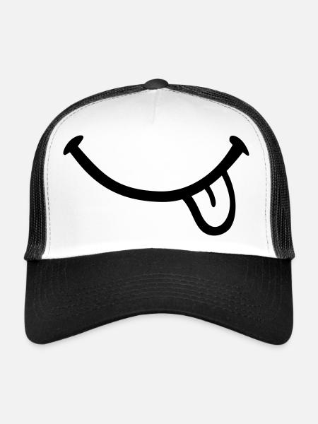 Smiley Langue - Casquette trucker  - blanc/noir - Devant