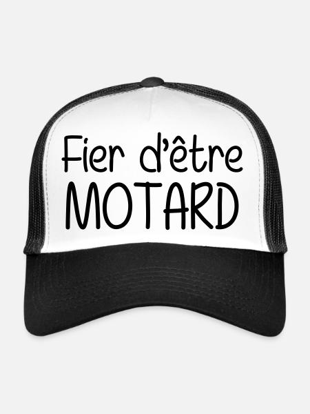 Motard / Moto / Biker / Moto-cross / Motarde - Trucker Cap - white/black - Front