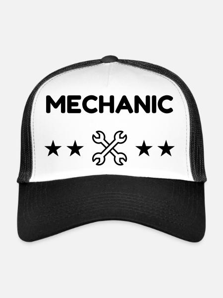 mécanique / mécanicien / mécano / garage - Casquette trucker  - blanc/noir - Devant