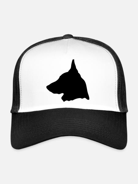 Berger Belge Malinois en profil (G) - Casquette trucker  - blanc/noir - Devant