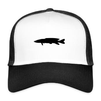 fisch hecht silhouette - Trucker Cap - Weiß/Schwarz - Vorne