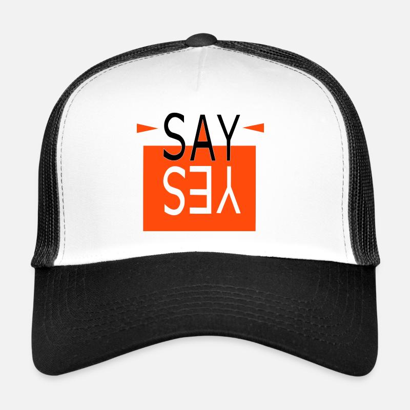 SAY YES orange - Trucker Cap - Weiß/Schwarz