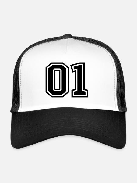 01 eins nummer zahl - Trucker Cap - Weiß/Schwarz - Vorne