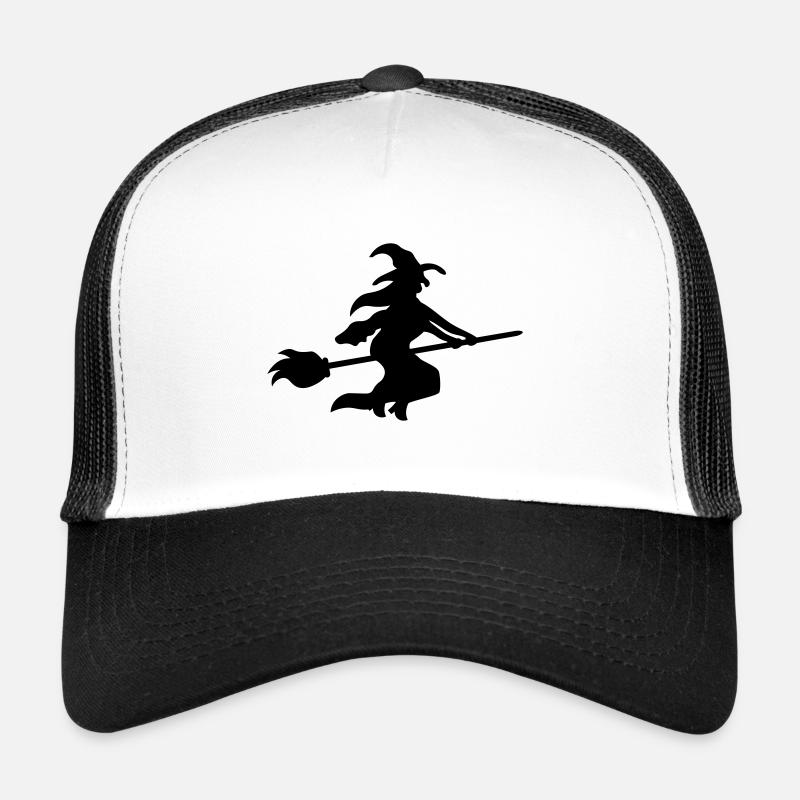 Hexe auf Besen / witch on broom - Halloween Trucker Cap