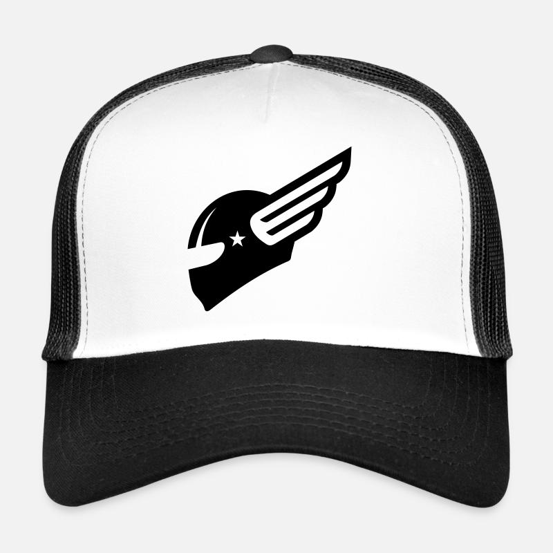 SCHWARZER MOTORRADHELM MIT FLÜGEL, GHOST RIDER Trucker Cap
