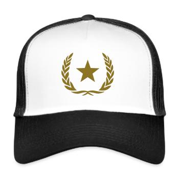 couronne de vainqueur, gagnant, étoile, or, héros - Casquette trucker  - blanc/noir - Devant