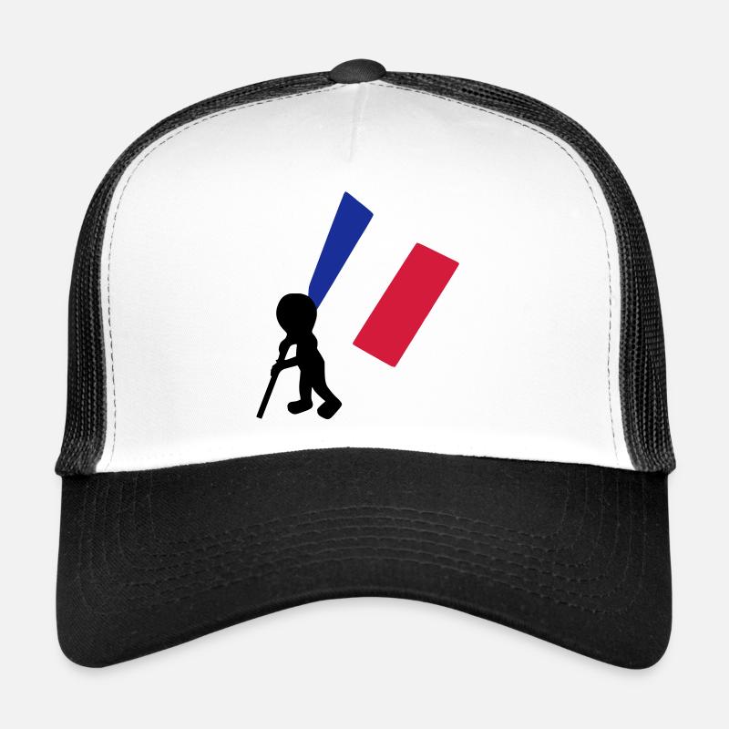 porte drapeau francais - Casquette trucker  - blanc/noir