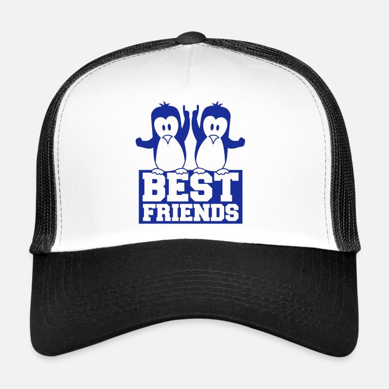 Meilleurs amis Pingouins Texte Couple Deux amis Équipe Casquette trucker 