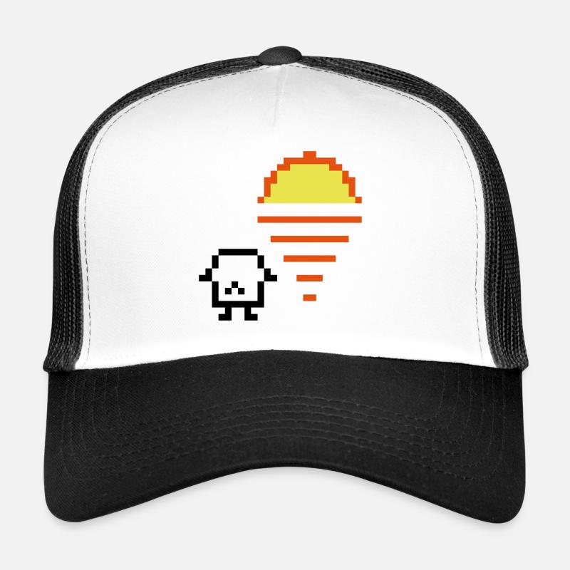Retro 8 bit pixel sunset Trucker Cap