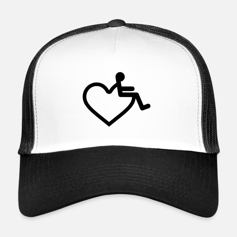 Herz Rollstuhl Behindert - Trucker Cap - Weiß/Schwarz
