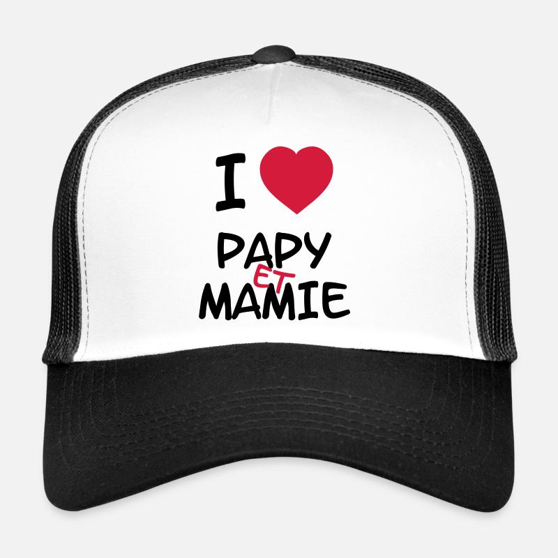I Love Papy et Mamie - Casquette trucker  - blanc/noir