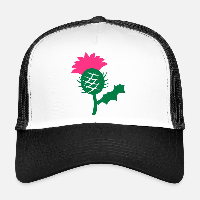 seule fleur de tête de chardon écossais Ecosse - Casquette trucker  - blanc/noir