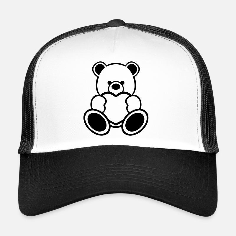 Teddy Bär mit Herz - Trucker Cap - Weiß/Schwarz