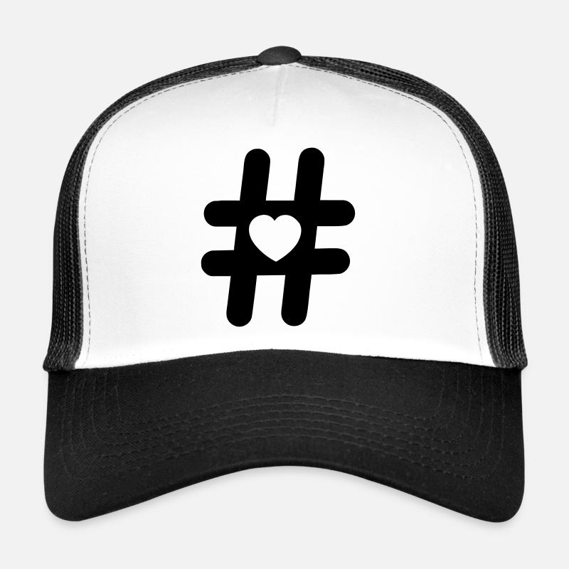 Logo hashtag symbol with heart Trucker Cap