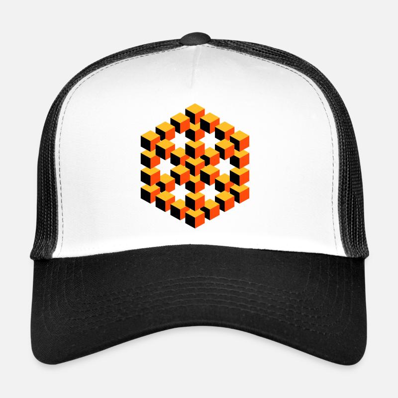 impossible figure Escher cube geometry fantasy Trucker Cap