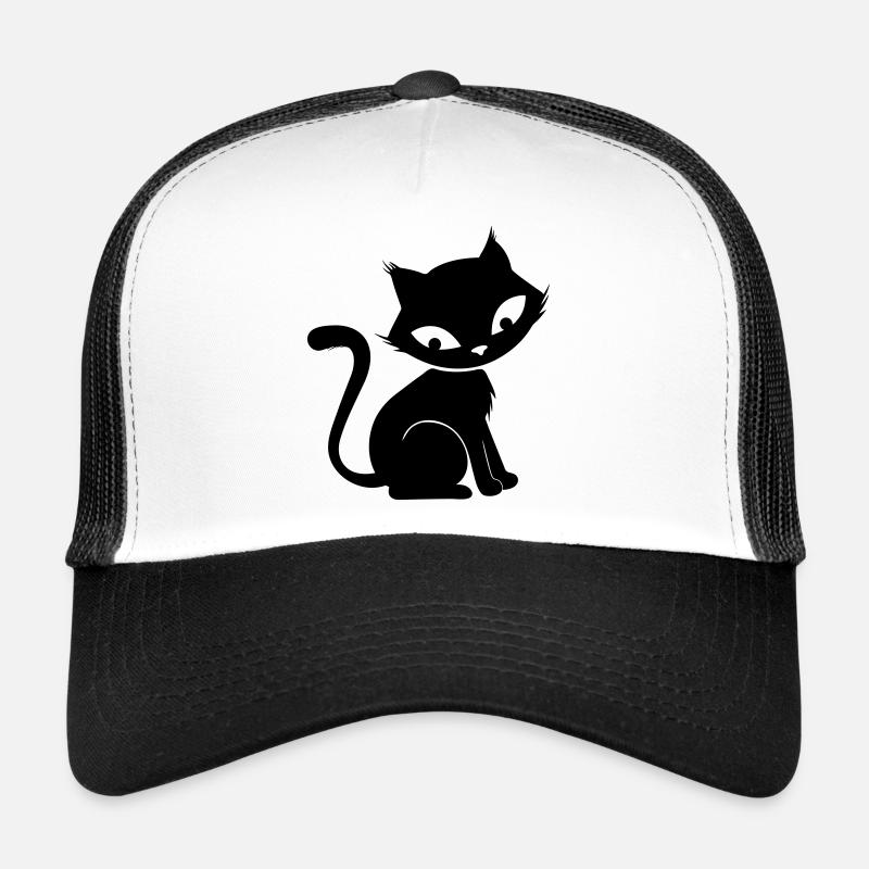 Chat mignon - Casquette trucker  - blanc/noir