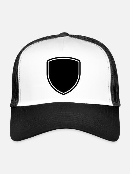 SHIELD BADGE PATCH SHAPE LOGO - Trucker Cap - white/black - Front