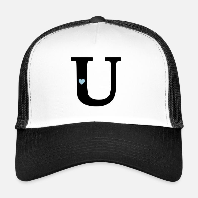 Letter U Initial Letter - Trucker Cap - white/black
