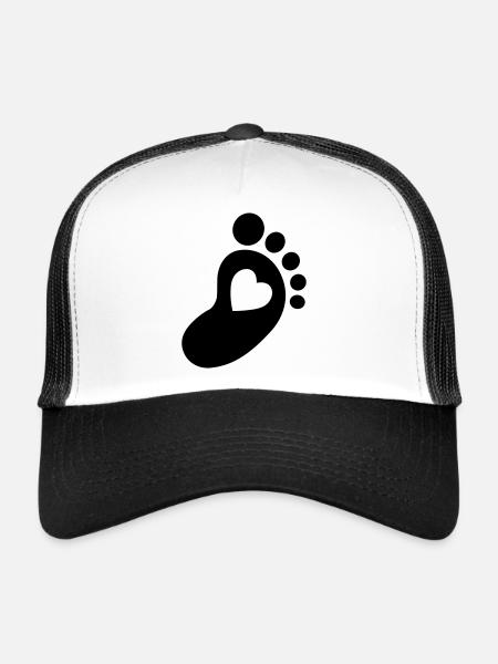Bébé pied - Casquette trucker  - blanc/noir - Devant