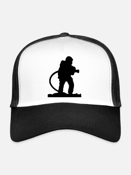 Un Pompiers à la lance - Casquette trucker  - blanc/noir - Devant
