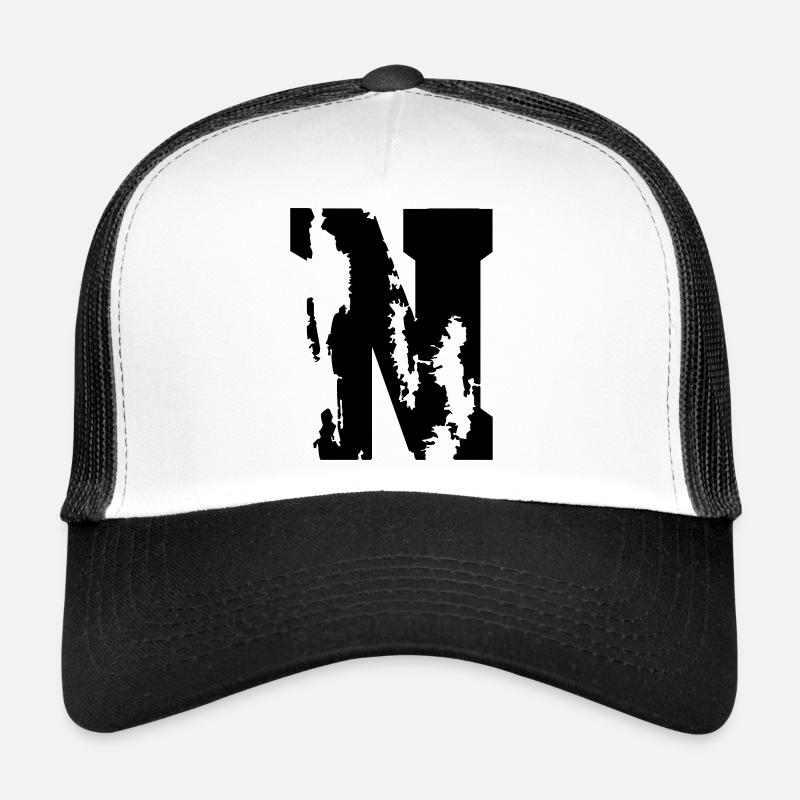 N - Buchstabe - Trucker Cap - Weiß/Schwarz