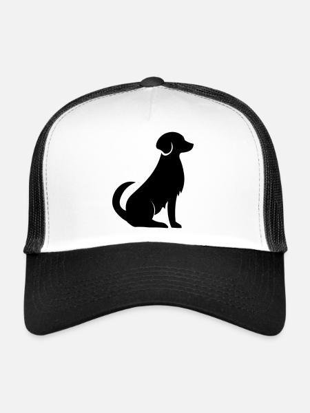 Dog vector shadow graphic. dog black shadow - Trucker Cap - white/black - Front