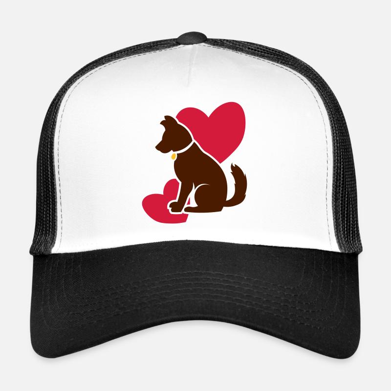 Cute dog with hearts / Niedlicher Hund mit Herzen - Trucker Cap - Weiß/Schwarz