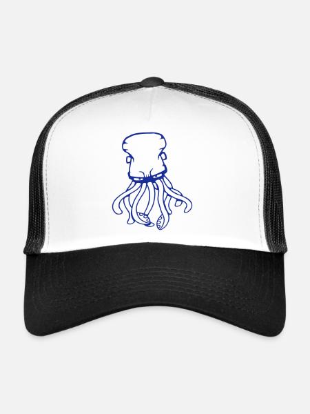 Pieuvre, Pieuvre, Pieuvre, Céphalopode, Calmar géant - Casquette trucker  - blanc/noir - Devant