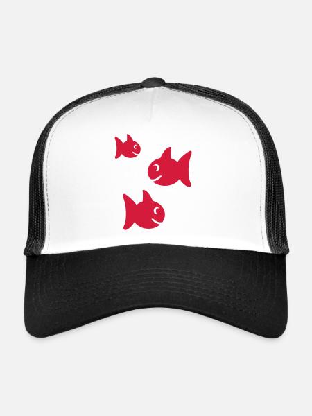 poisson - Casquette trucker  - blanc/noir - Devant