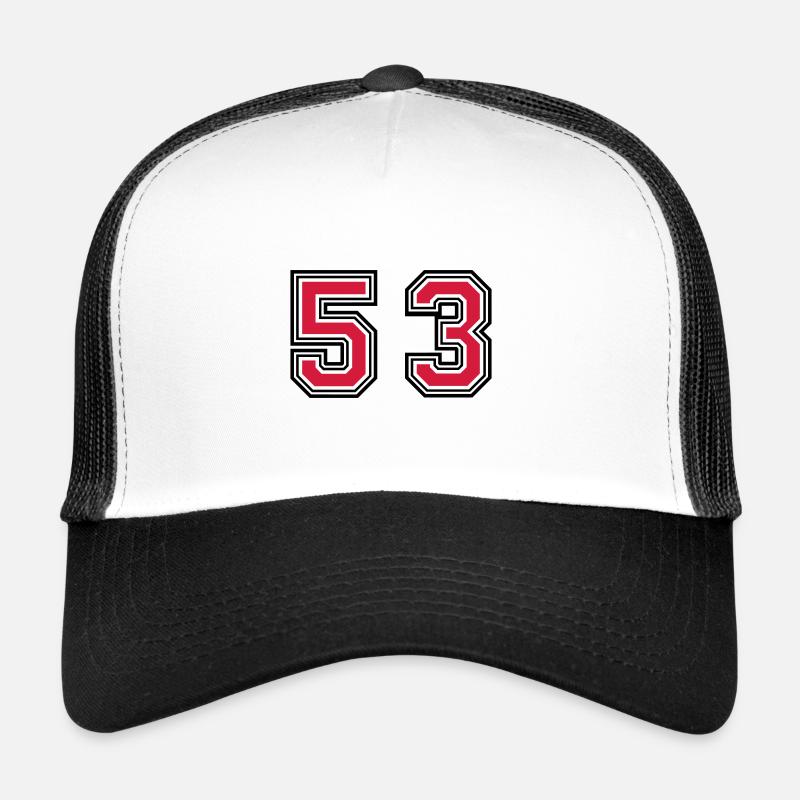 53 Zahl Symbol - Trucker Cap - Weiß/Schwarz