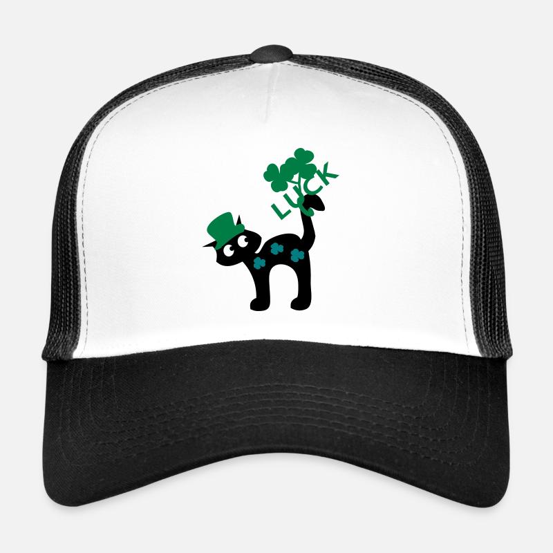 Luck kitty cat St.Patty Tag Trucker Cap