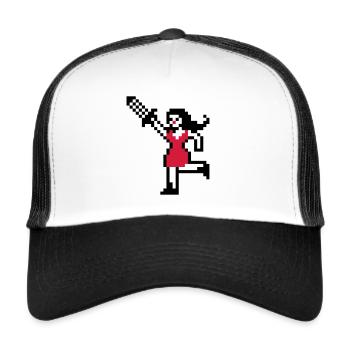 Pixel Girl mit Schwert - Trucker Cap - Weiß/Schwarz - Vorne