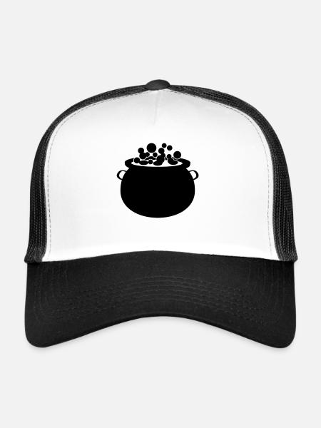 Chaudron de sorcières - Casquette trucker  - blanc/noir - Devant