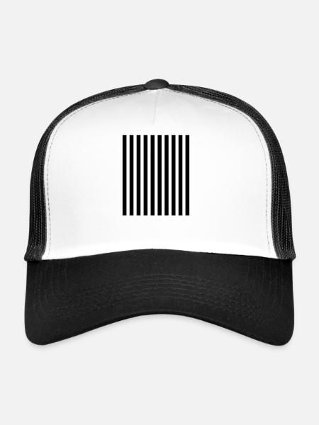 Stripes striped transverse pattern Transverse stripes - Trucker Cap - white/black - Front