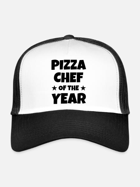 pizza / pizzaiolo / chef / italie / pizzaiola - Casquette trucker  - blanc/noir - Devant