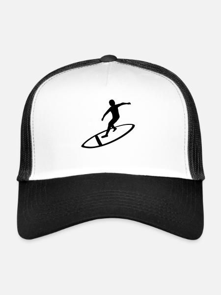 Silhouette de surfeur amateur - Casquette trucker  - blanc/noir - Devant
