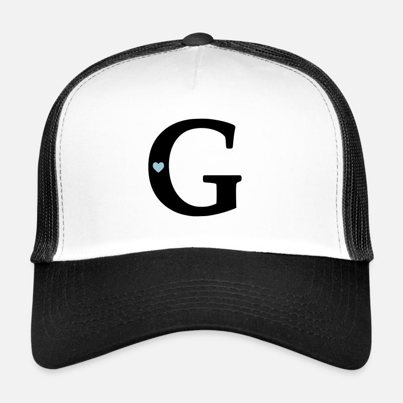Buchstabe G Anfangsbuchstabe - Trucker Cap - Weiß/Schwarz