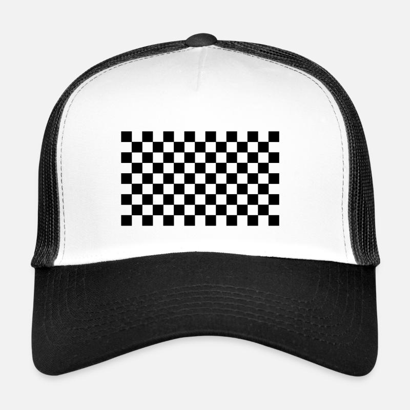 quadrillé pattern black white Casquette trucker 