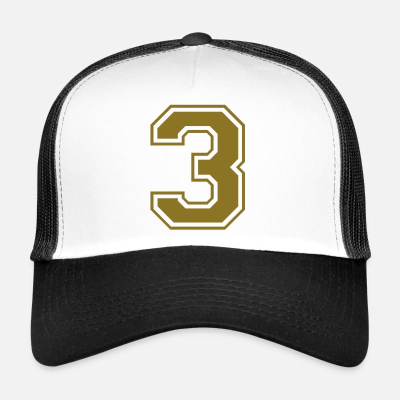 nummer - 3 - Trucker Cap - Weiß/Schwarz