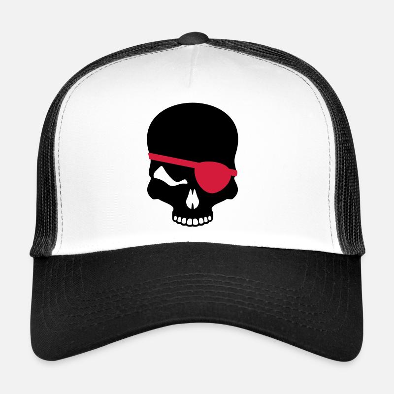 Totenkopf - Trucker Cap - Weiß/Schwarz
