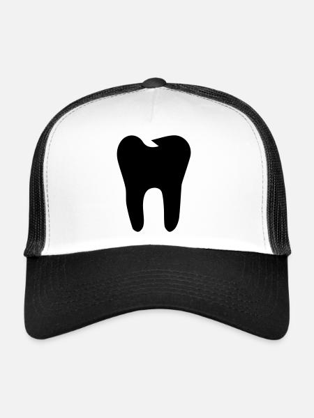 Symbole de l’icône de dent - Casquette trucker  - blanc/noir - Devant