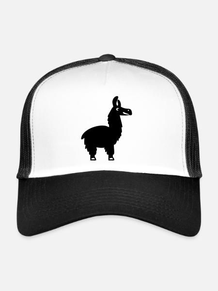 Idée de cadeau d'amour de lama silhouette alpaga animal - Casquette trucker  - blanc/noir - Devant