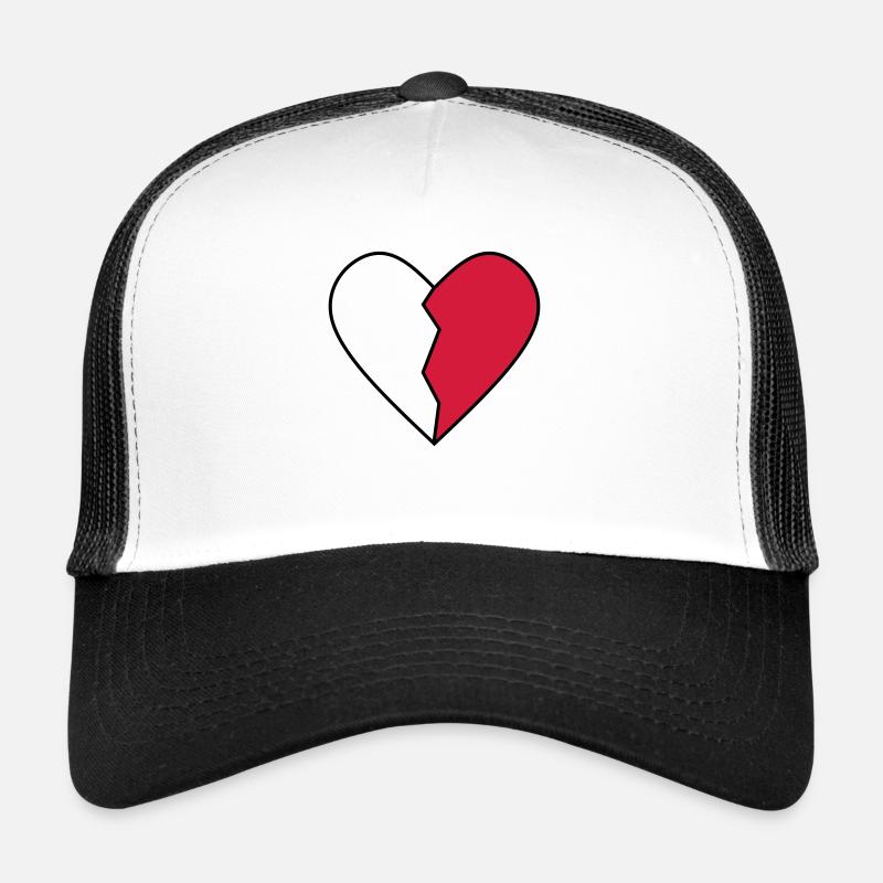 HALBES ROTES HERZ RECHTE SEITE Trucker Cap