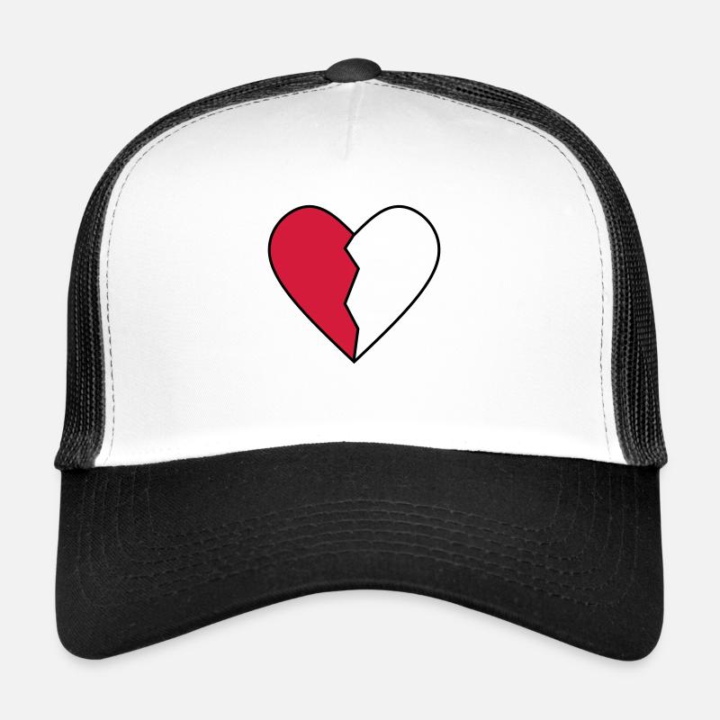 HALBES ROTES HERZ LINKS - Trucker Cap - Weiß/Schwarz