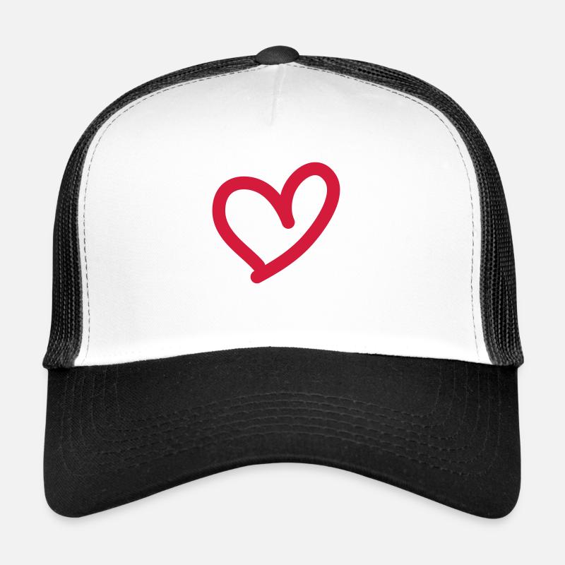 Herz- - Trucker Cap - Weiß/Schwarz