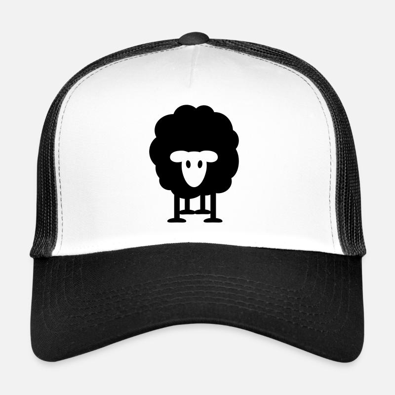 dickes schwarzes Schaf Schäfer Wolle Heidschnucken - Trucker Cap - Weiß/Schwarz
