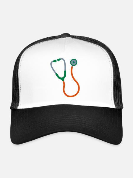 STÉTHOSCOPE MÉDECIN HÔPITAL - Casquette trucker  - blanc/noir - Devant