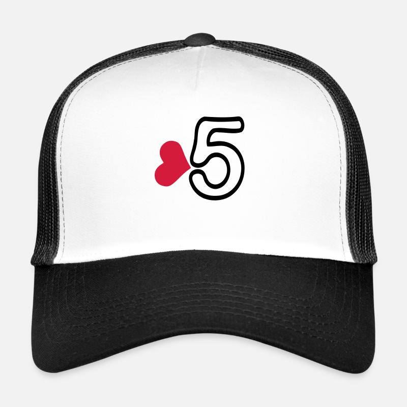 Number 5 & red heart Trucker Cap